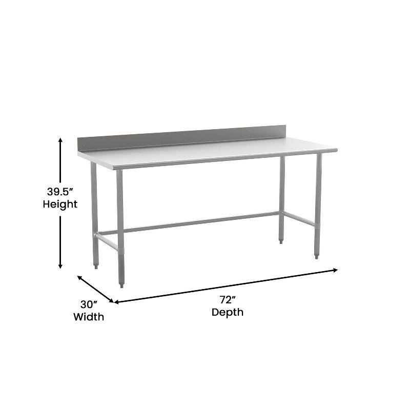 Commercial Stainless Steel Kitchen Prep and Work Table with Backsplash