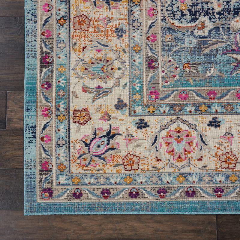 Elegant Vintage Kashan 8' x 10' Blue Synthetic Area Rug