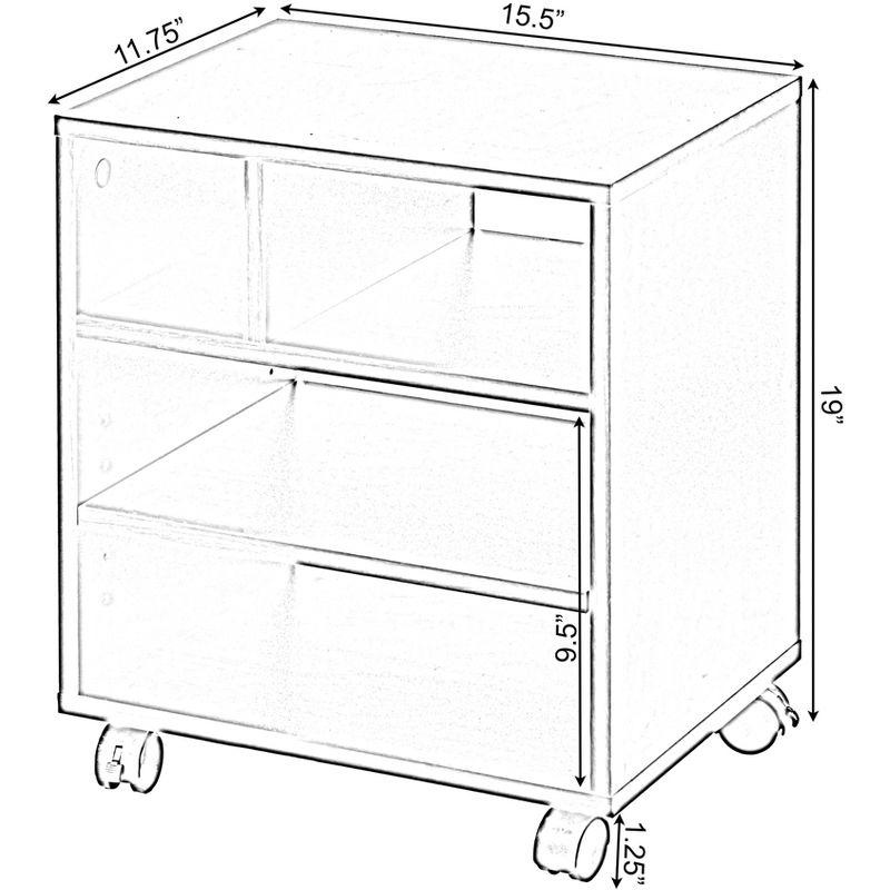 Basicwise Wooden Office Storage Printer Stand with Wheels