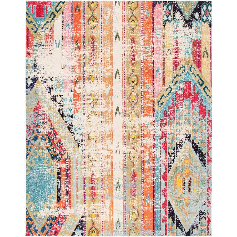 Metro Chic Distressed Blue & Orange Synthetic Area Rug 9' x 12'