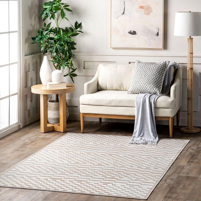 Nuloom Nikita Faded Geometric Machine Washable Indoor Area Rug, 2' x 3', Beige