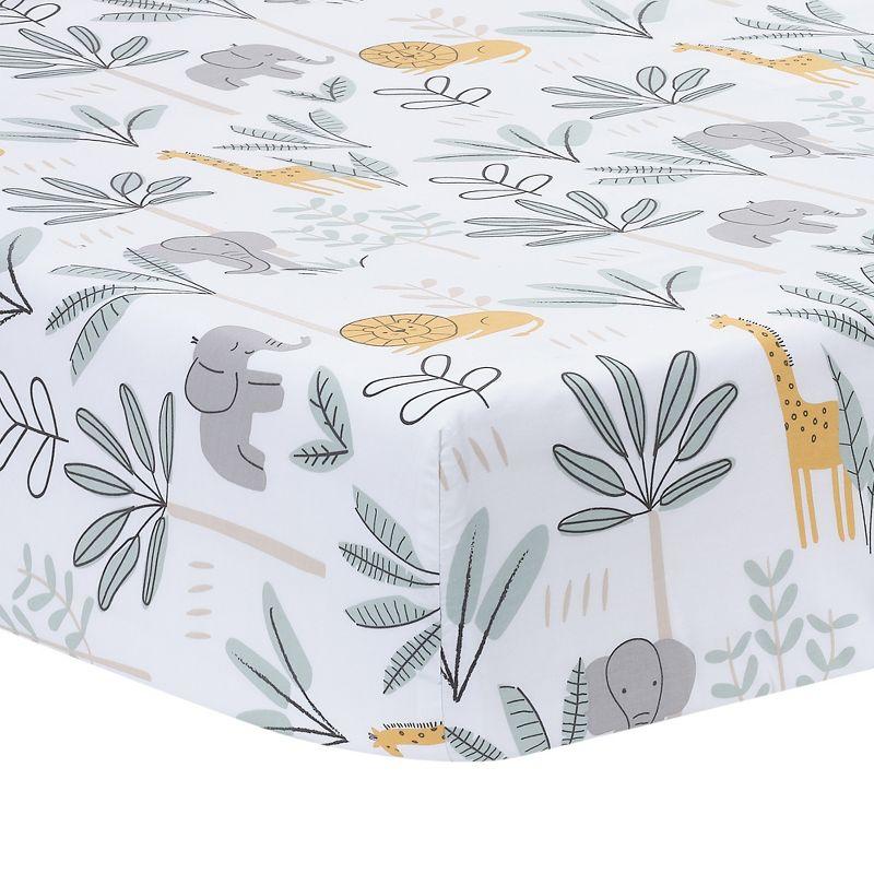 Lambs & Ivy Jungle Adventure 100% Cotton Baby/Toddler Fitted Crib Sheet - White