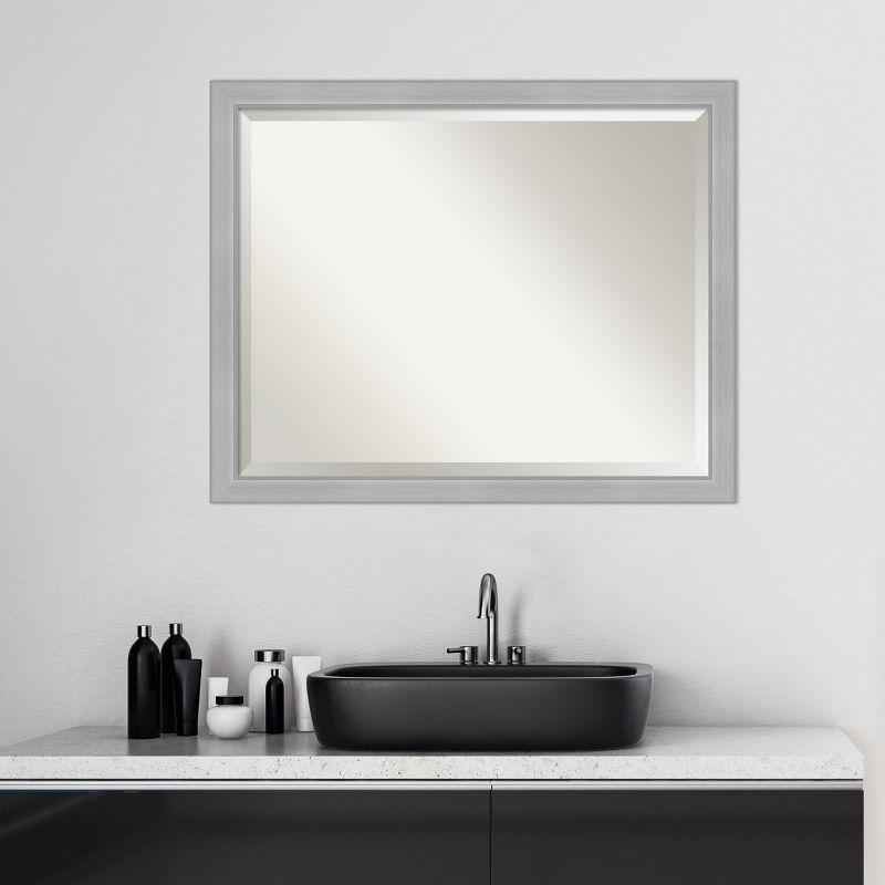 Elegant Vista Brushed Nickel 31"x25" Bathroom Vanity Wall Mirror