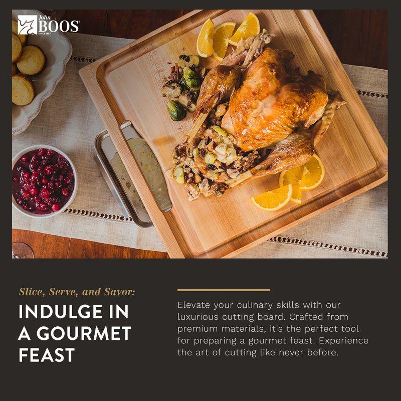 John Boos Boos Block Newton Prep Master Reversible Wood Cutting Board with Juice Groove and Pan, 2.25-Inch Thickness, 15" x 14" x 2 1/4", Maple