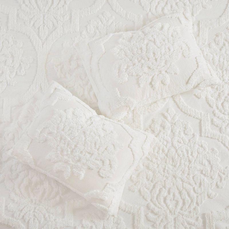 Viola Tufted Cotton Chenille Damask 3 Piece Duvet Set