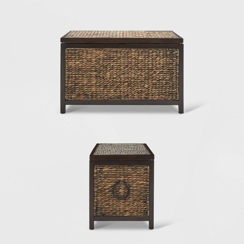 ClickDecor Wilson Storage Trunk Rustic Wicker Black: Farmhouse Style, No Assembly, Anti-Tip Hardware, 18x30x16"