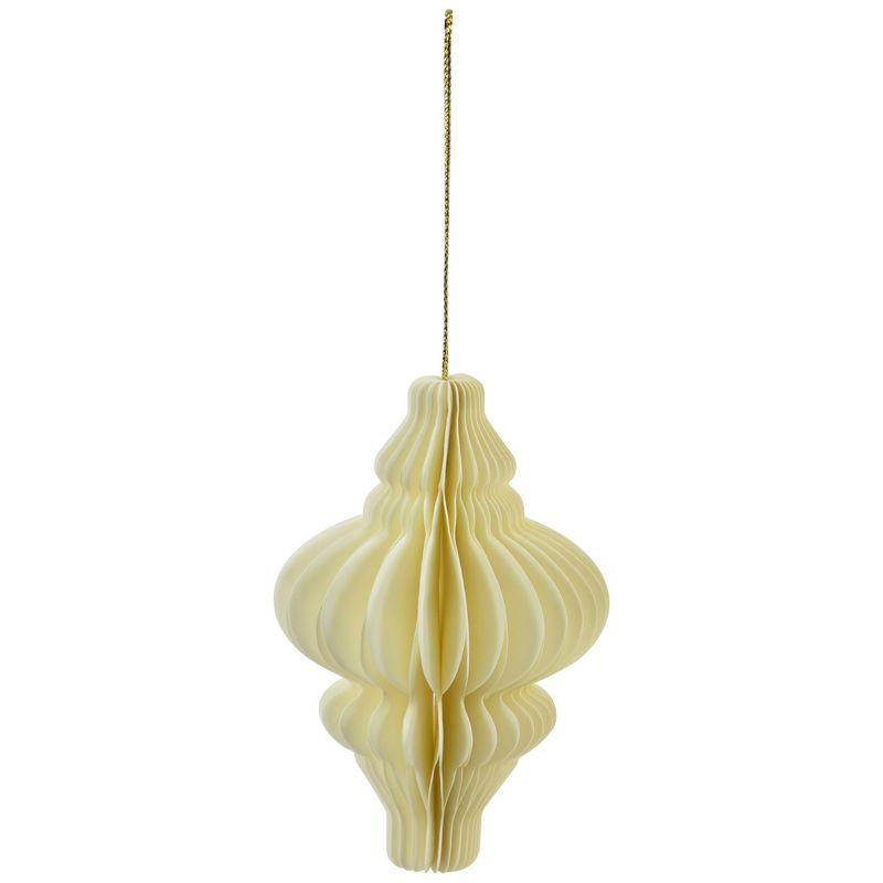 Northlight Foldable Paper Honeycomb Christmas Finial Ornaments - 4" - Cream - Set of 4