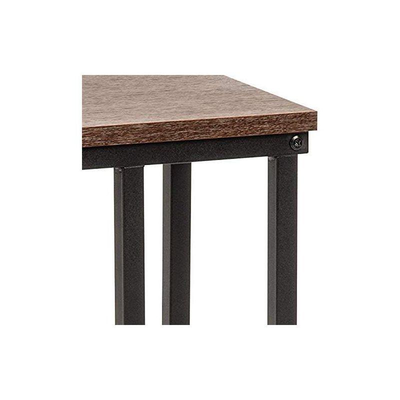 IRIS USA C-Shape Wood and Metal Side Accent Table, Brown