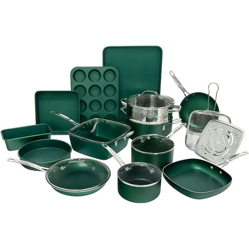 Emerald Green Nonstick Aluminum 20-Piece Cookware and Bakeware Set