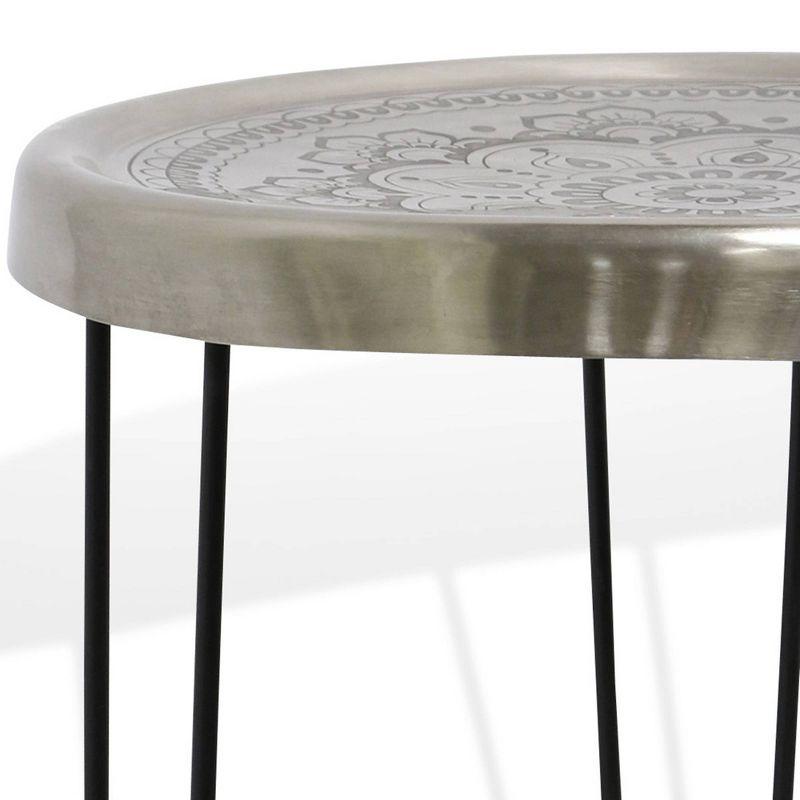 Metal with Paper Clip Legs Round Side Accent Table Silver/Black - StyleCraft