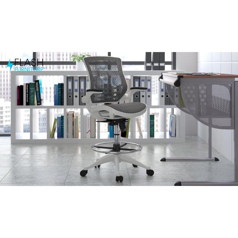 Flash Furniture Mignone Mid-Back Transparent Mesh Office Chair with Flip-Up Arms