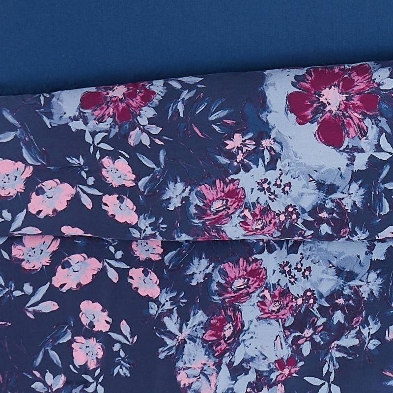 Full Blue Floral Cotton Sateen Comforter Set