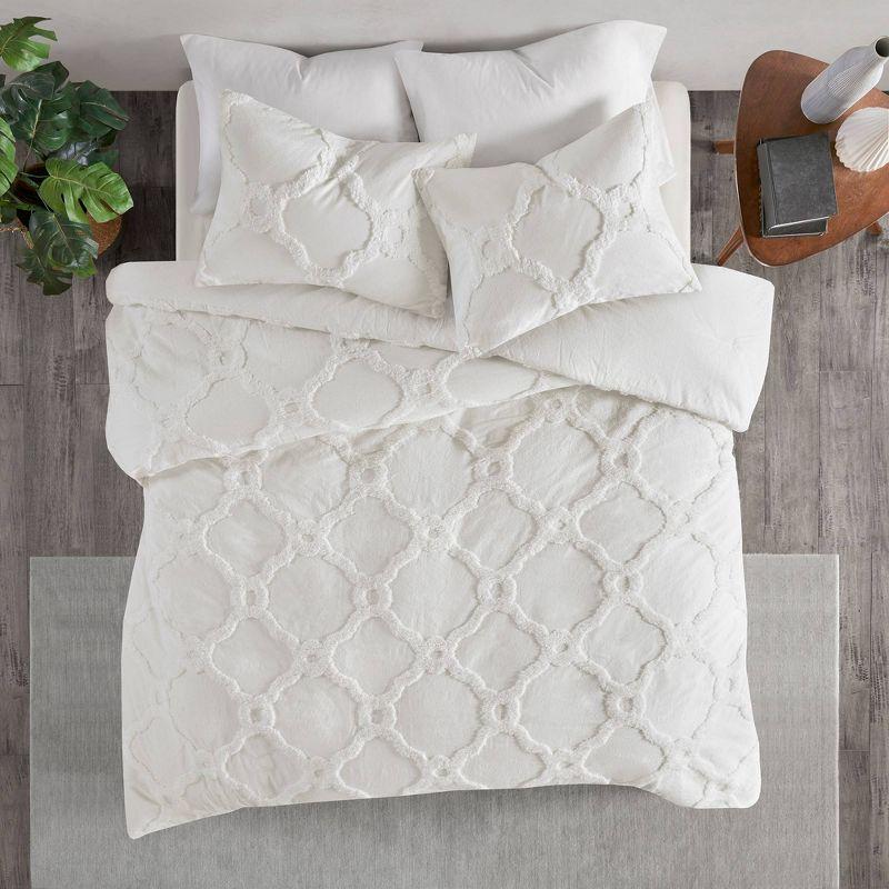 Pacey 3 Piece Tufted Cotton Chenille Duvet Cover Set