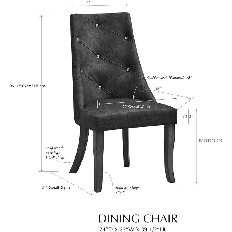 Rosdorf Park Jeaz Crystal-Tufted Upholstered Fabric Dining Room Chairs, Set of 2 (Set of 2)