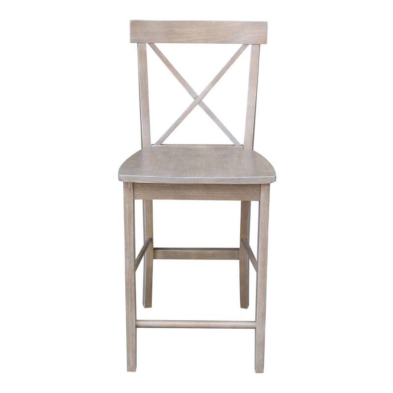 X Back Stool Washed Gray/Taupe - International Concepts