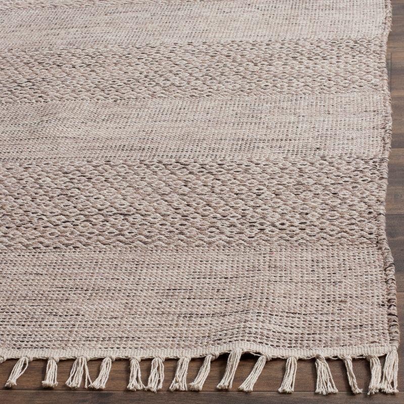 Ivory and Steel Grey 4' x 4' Handwoven Cotton Area Rug