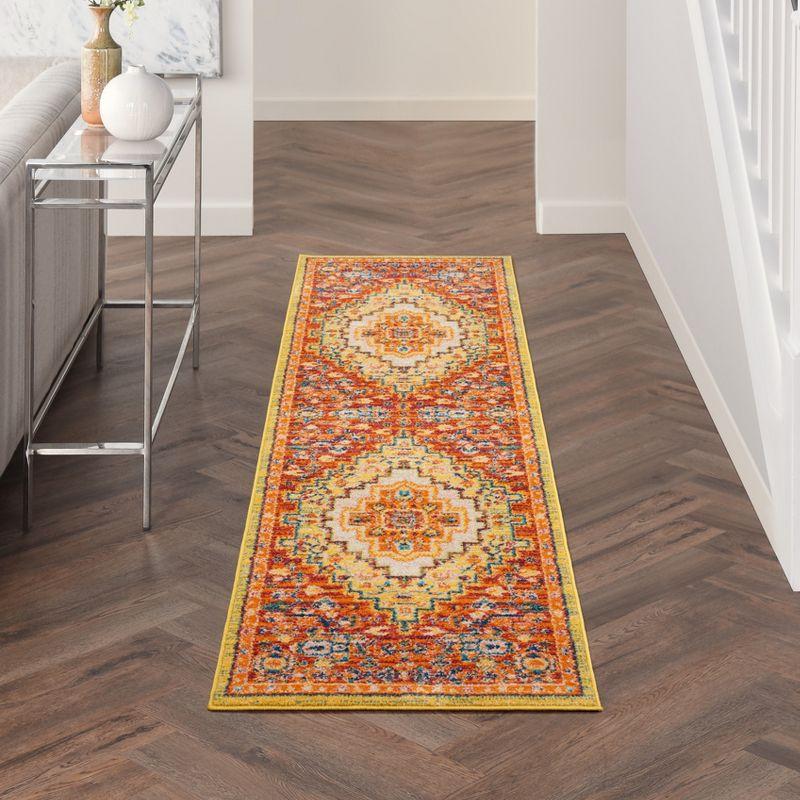 Allur Medallion Red and Navy 27" Easy-Care Synthetic Rug