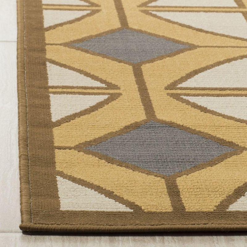 Ivory and Camel Geometric Outdoor Area Rug