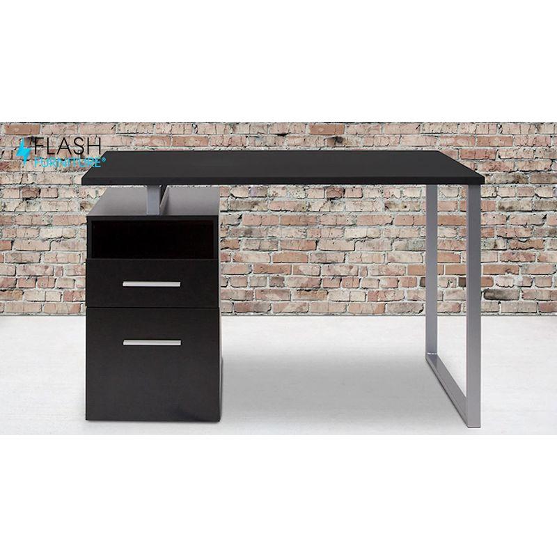 Flash Furniture Harwood Desk with Two Drawers and Metal Frame