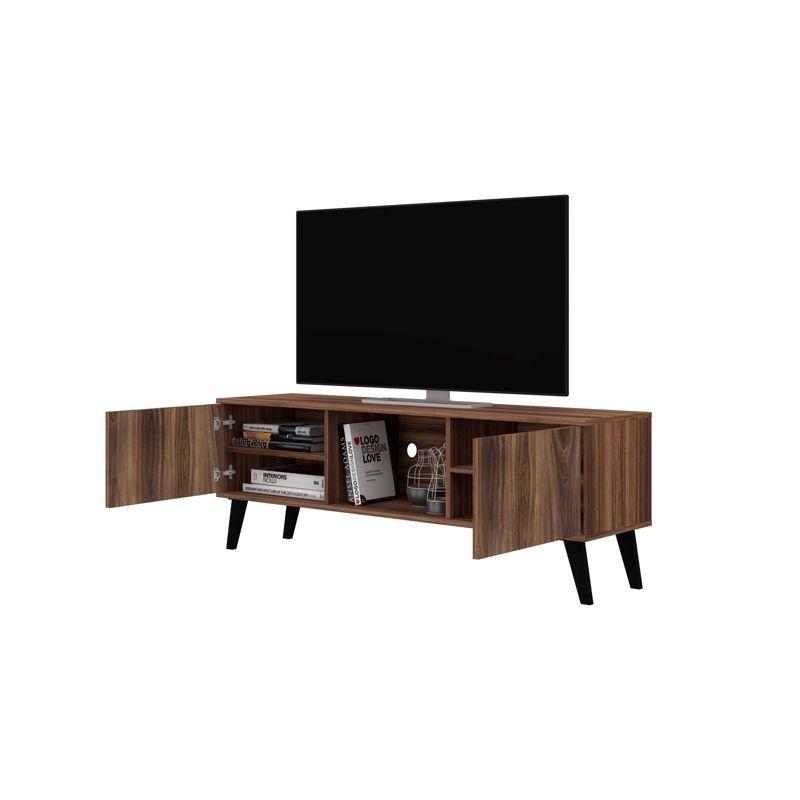 Doyers TV Stand for TVs up to 60" Brown - Manhattan Comfort: Entertainment Center with Open Shelves, Cable Management