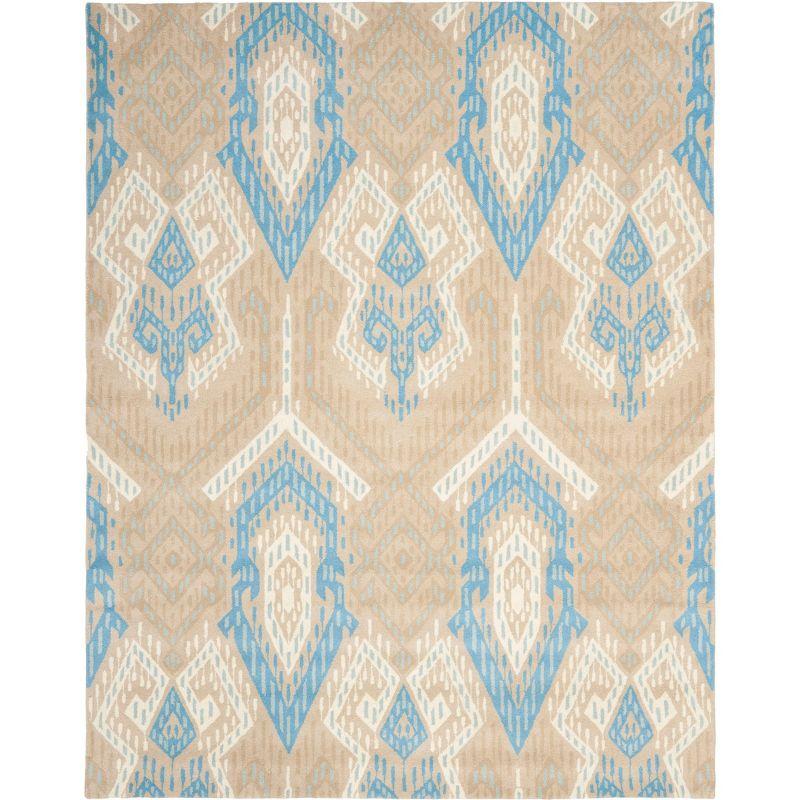 Blue and Beige Hand-Tufted Wool 8' x 10' Area Rug