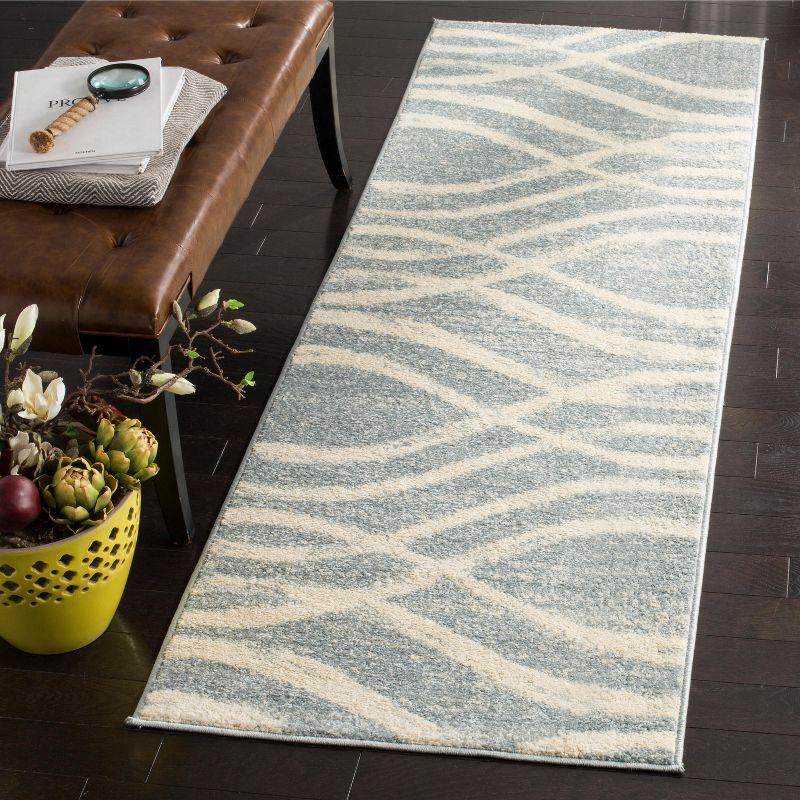 Cream and Slate Synthetic Easy Care Runner Rug