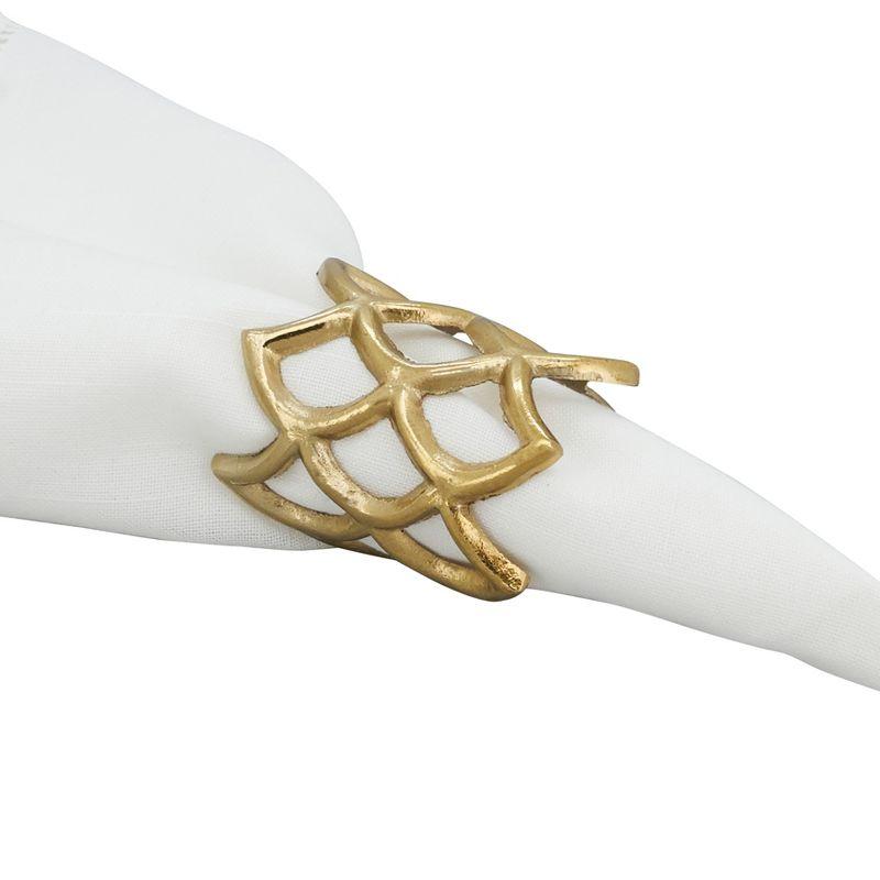 Gold Scallop Coral Aluminum Napkin Rings Set of 4