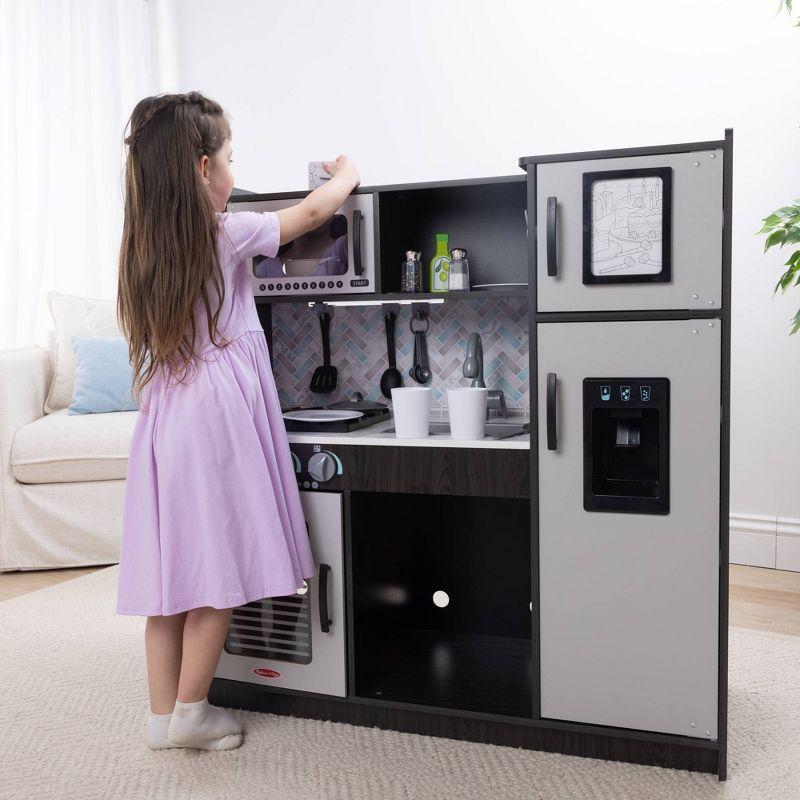 Melissa & Doug Chef's Wooden Pretend Play Kitchen for Kids with "Ice" Cube Dispenser - Charcoal Gray