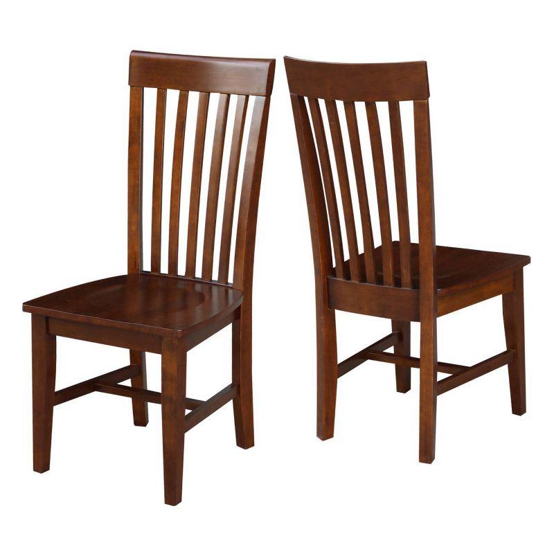 Tall Brown Wood Slat Back Dining Side Chair