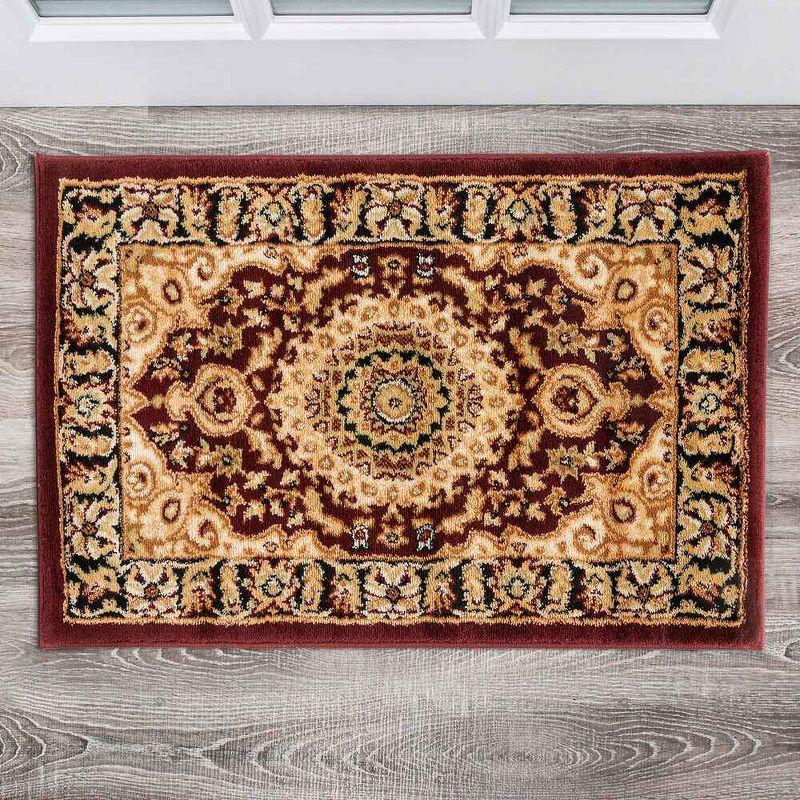 World Rug Gallery Traditional Oriental Medallion Area Rug - Burgundy 2' x 3'