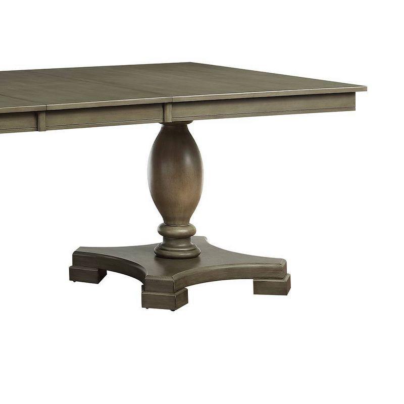 60"~96" Waylon Dining Table Gray Oak - Acme Furniture: Kitchen Table for 6, Double Pedestal