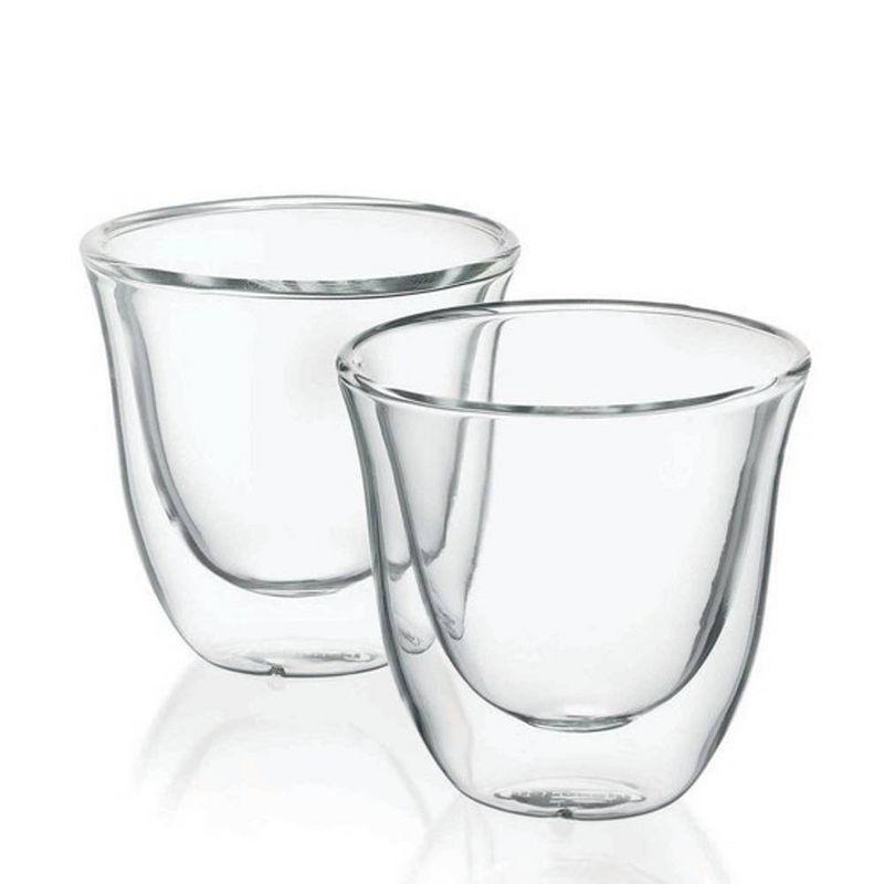 De'Longhi Double Walled Thermo Espresso Glasses, Set of 2, Regular, Clear, 60 milliliters