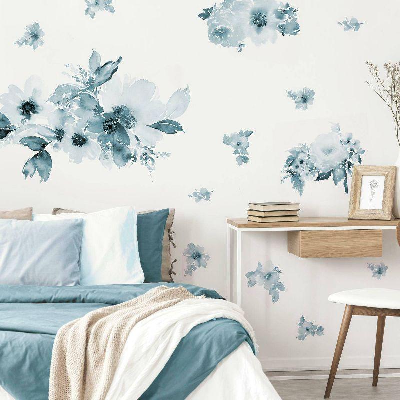 Floral Peel and Stick Giant Wall Decal - RoomMates: Repositionable Vinyl Botanical Stickers, Self-Adhesive Decor