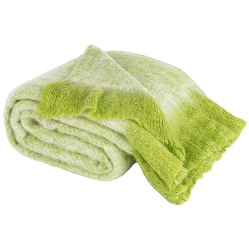 Contemporary Green Wool Throw Blanket 70" x 50"