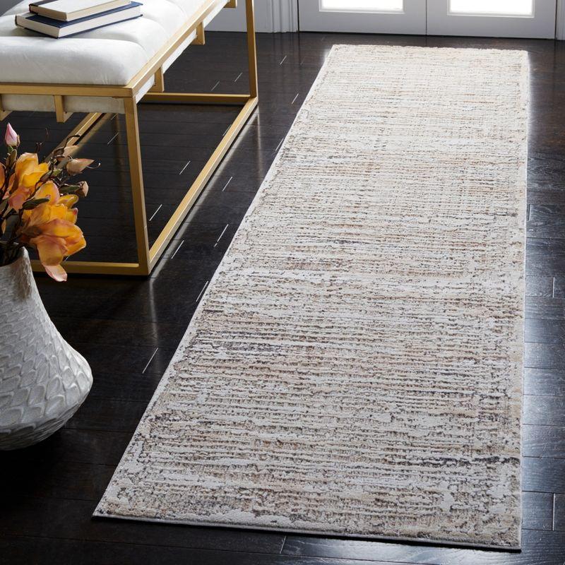 Mayflower Beige and Gray Power Loomed Runner Rug