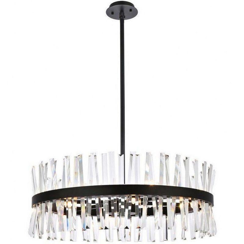 Serephina 32-Inch Black Crystal Round Chandelier