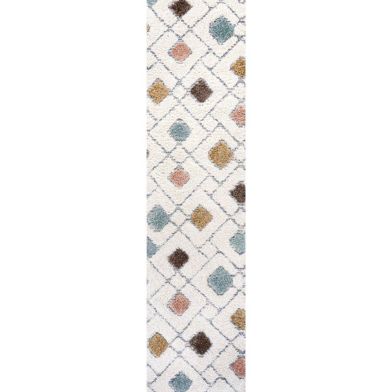 2' x 8' Astrid Retro Trellis High-Low Runner Rug, Multi/Cream - JONATHAN Y