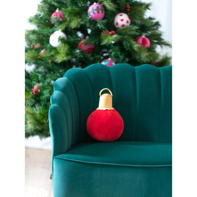 Shiraleah Red Christmas Ornament Bauble Pillow, Small