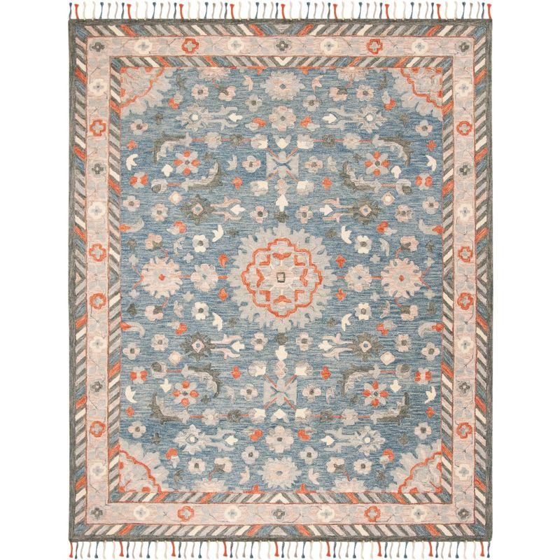 Aspen W/ Tassels APN123 Hand Tufted Indoor Area Rug - Blue/Rust - 6'x9' - Safavieh