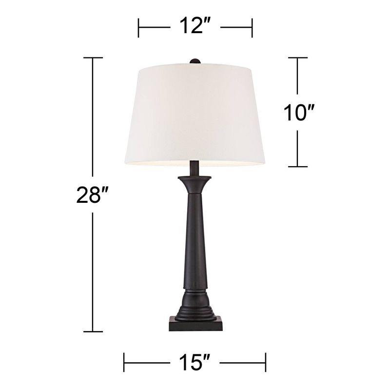 360 Lighting Dolbey Rustic Farmhouse Table Lamps 28" Tall Set of 2 Bronze Off White Drum Shade for Bedroom Living Room Bedside Nightstand Office House