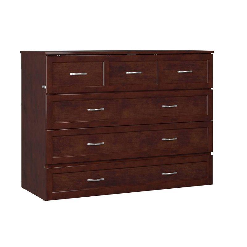 Full Deerfield Murphy Bed Chest with Charger Walnut - AFI: Bedroom Furniture, No Box Spring Needed