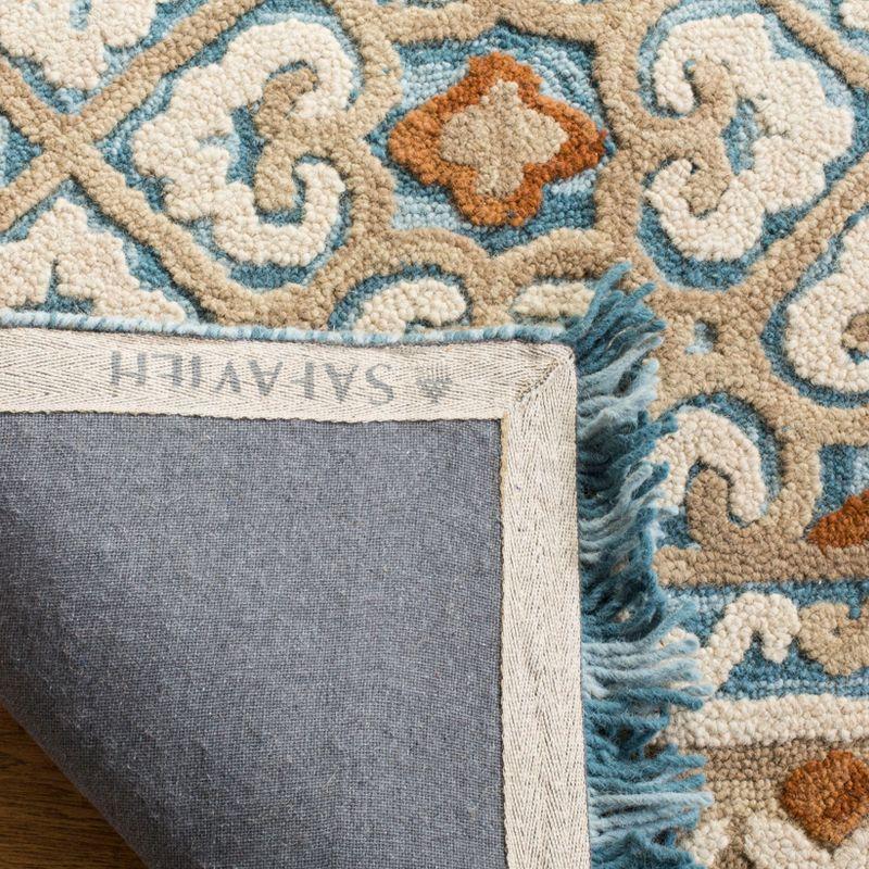 Blossom Ivory and Blue Hand Tufted Wool Area Rug