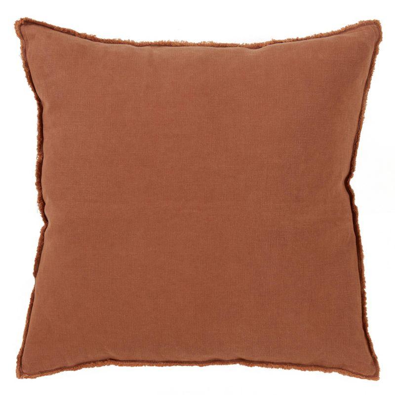 20"x20" Oversize Fringed Design Linen Square Throw Pillow - Saro Lifestyle