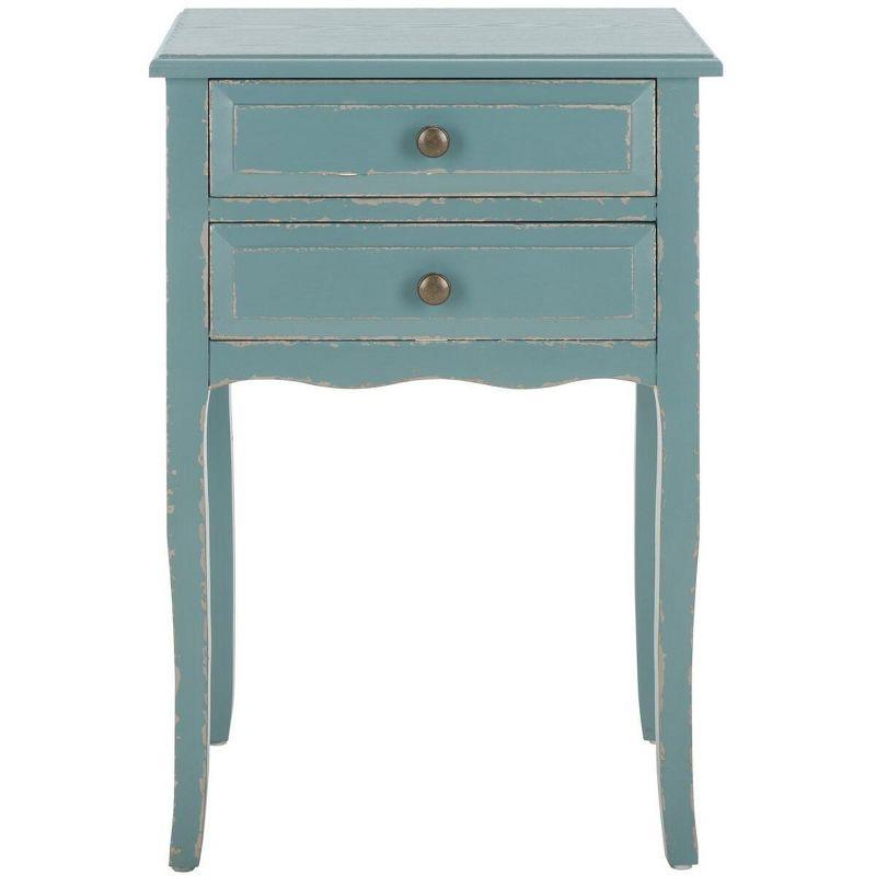 Lori End Table With Storage Drawers - AMH6576F - Pale Blue/White Smoke - Safavieh Couture
