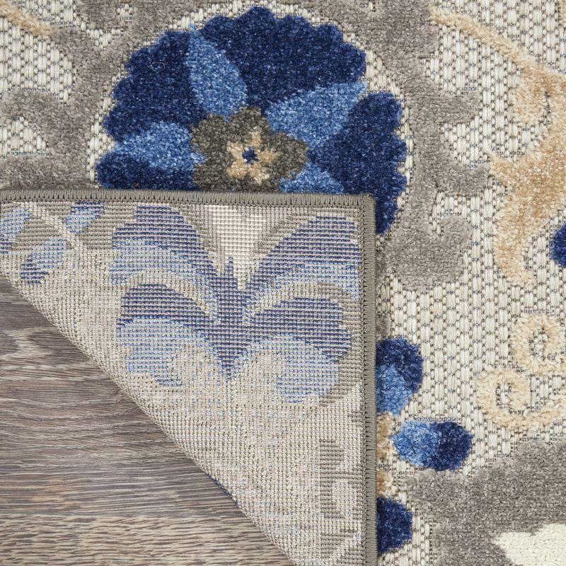 Nourison Aloha Floral Textured Flatweave High-Low Indoor Outdoor Area Rug Natural/Blue 3'6" x 5'6"