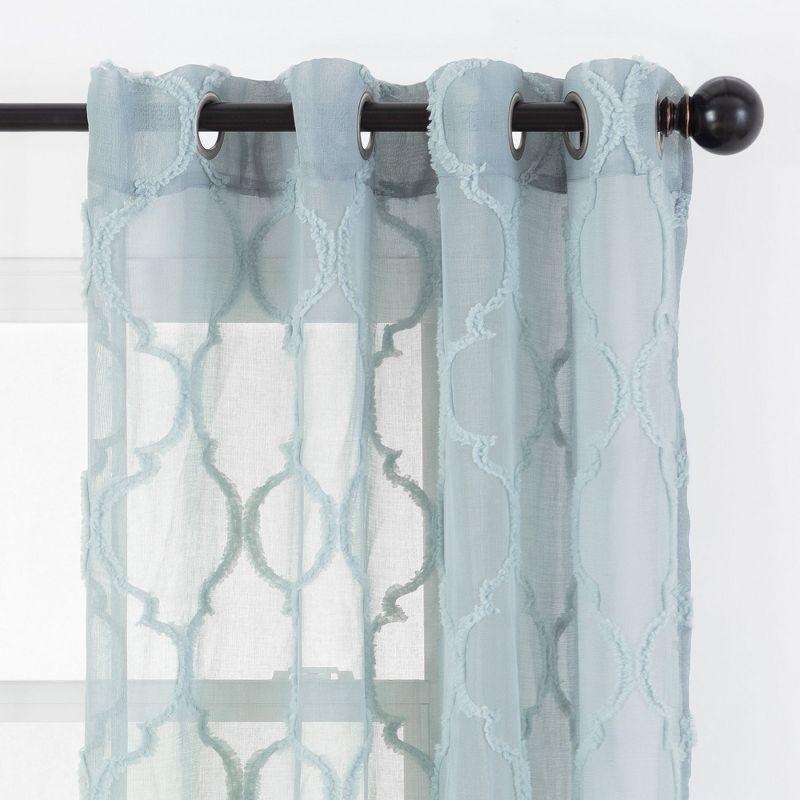 Chanasya 2pk Moroccan Embroidered Grommet Textured Sheer Window Curtain Panels - Set of 2