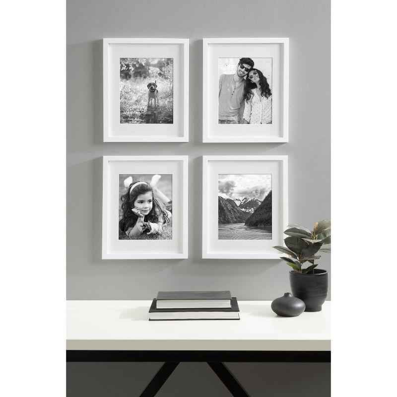 DesignOvation Gallery Rectangle Wood Wall Frame, 11x14 matted to 8x10, White