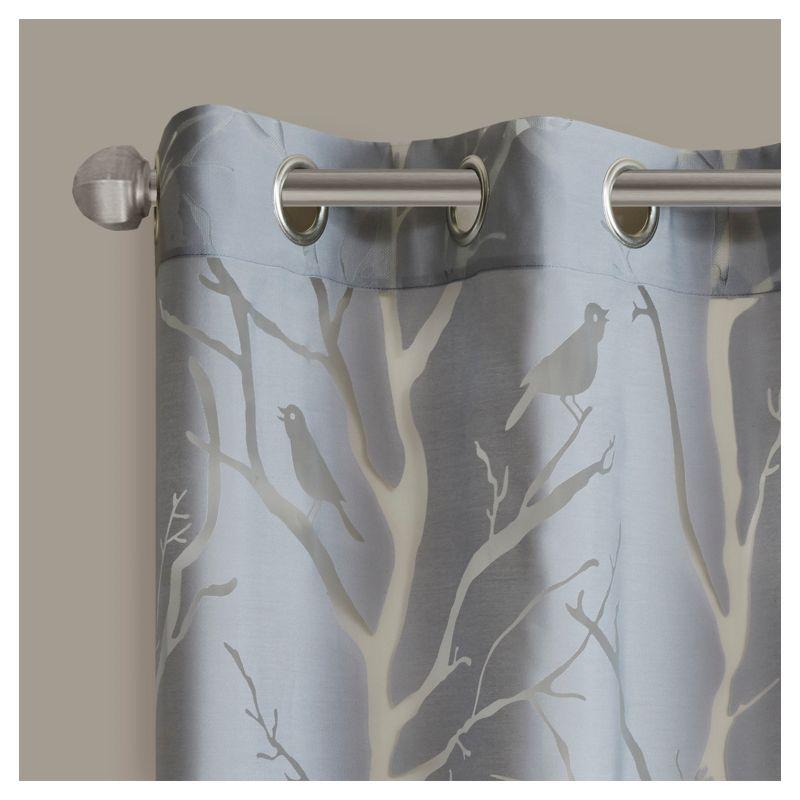 Madison Park Averil Grommet Top Sheer Bird on Branches Burnout Single Window Curtain