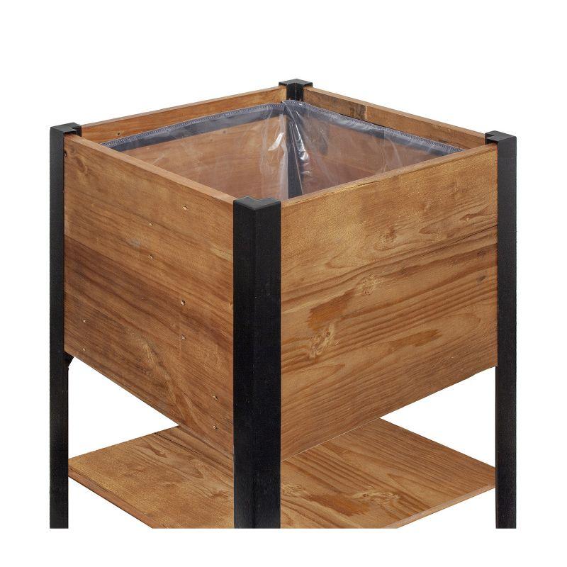 Grapevine Urban Garden Square Raised Planter Box with Liner and Shelf Made from Recycled Pine Pallets with Steel Frame for Rustic, Natural Appeal