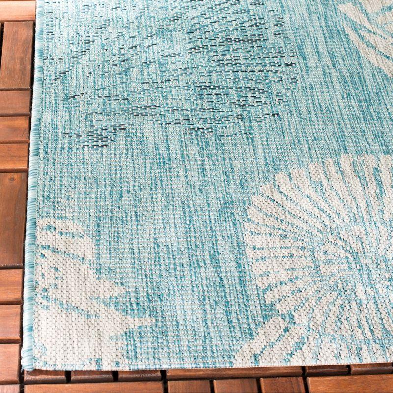 Aqua Cream Reversible Synthetic Area Rug 4' x 5'7"